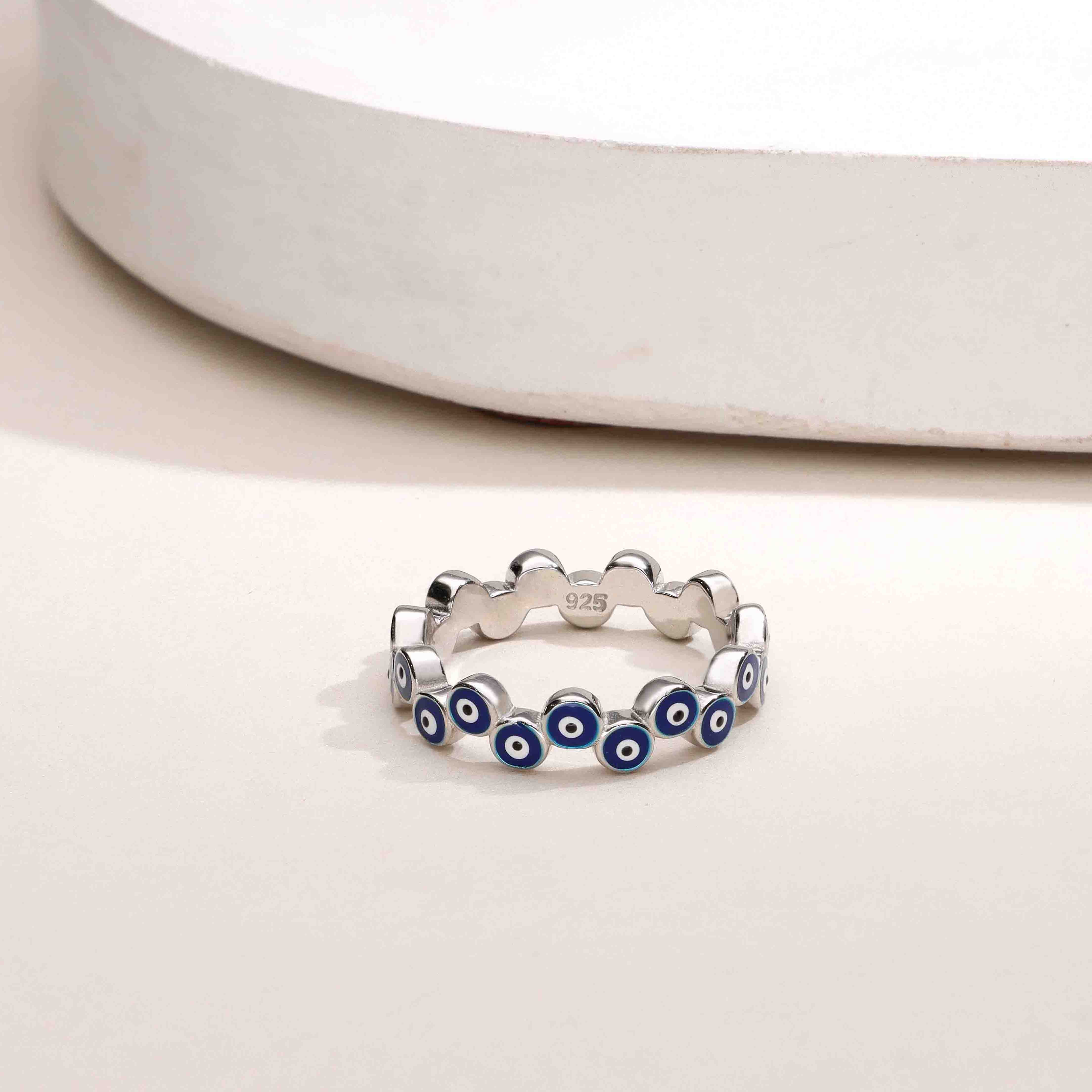 Trendy Multi Evil Eye Silver Ring - Image 5
