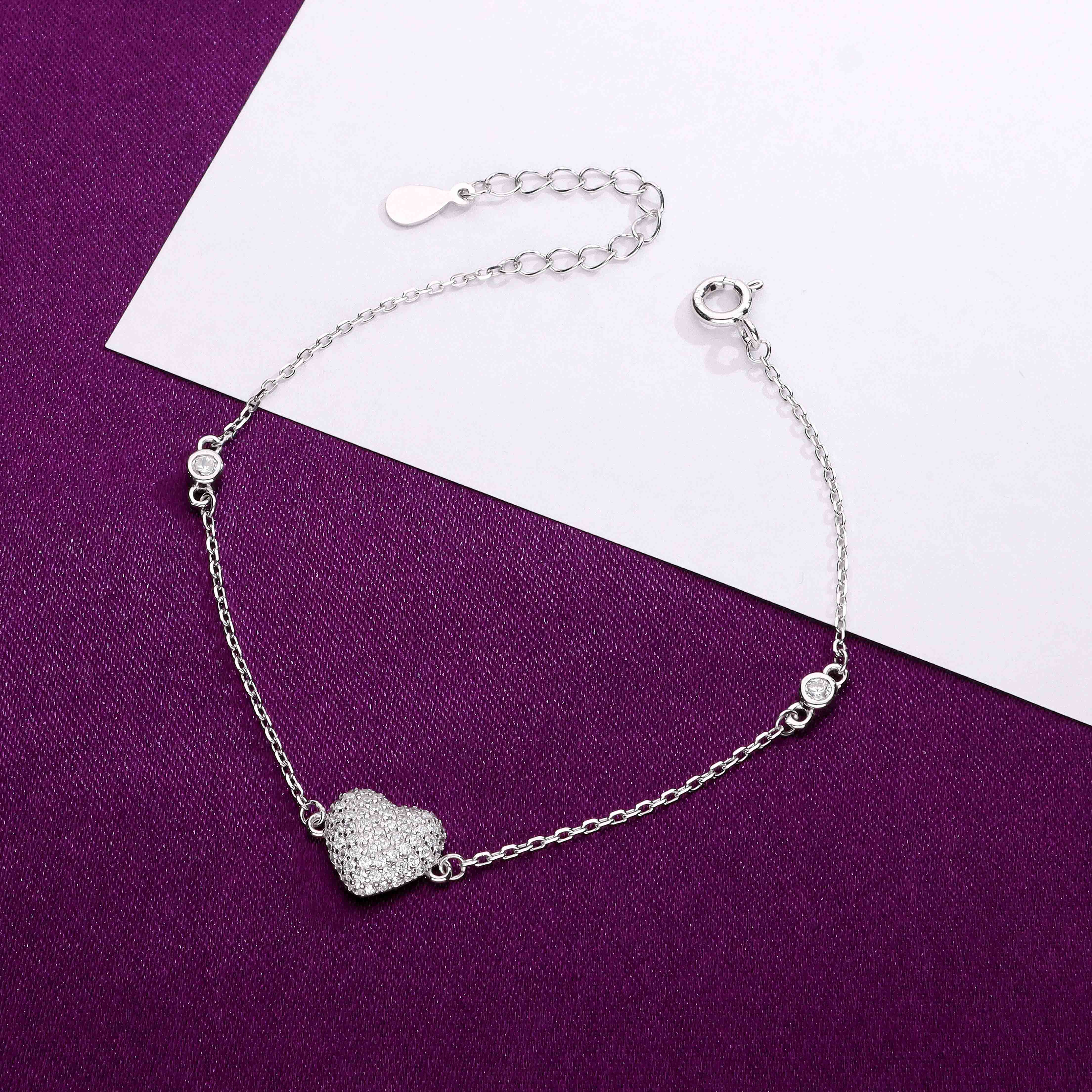 The Crystal Heart Silver Bracelet - Image 6