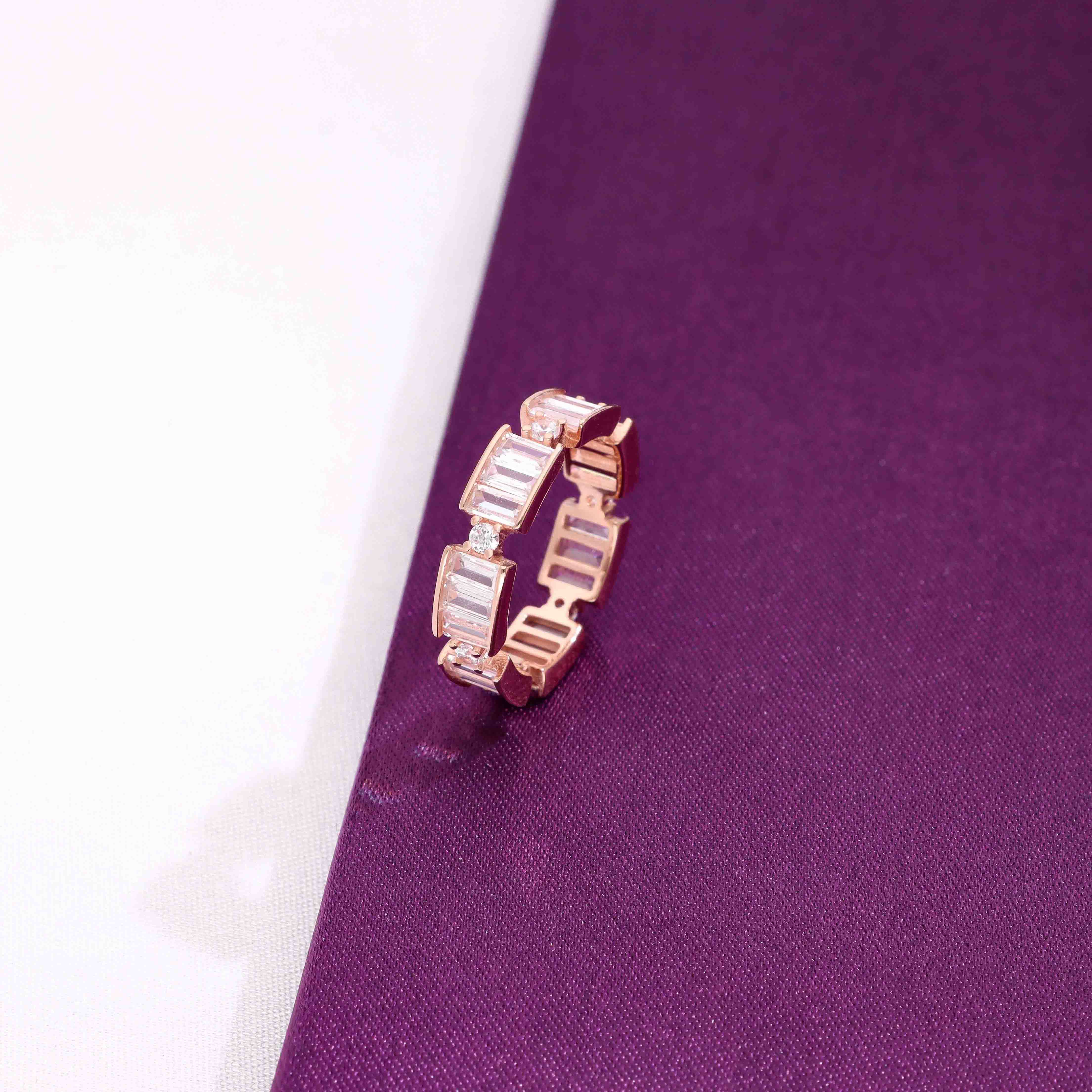 Elegant Sterling Silver Baguette CZ Band Ring - Image 6