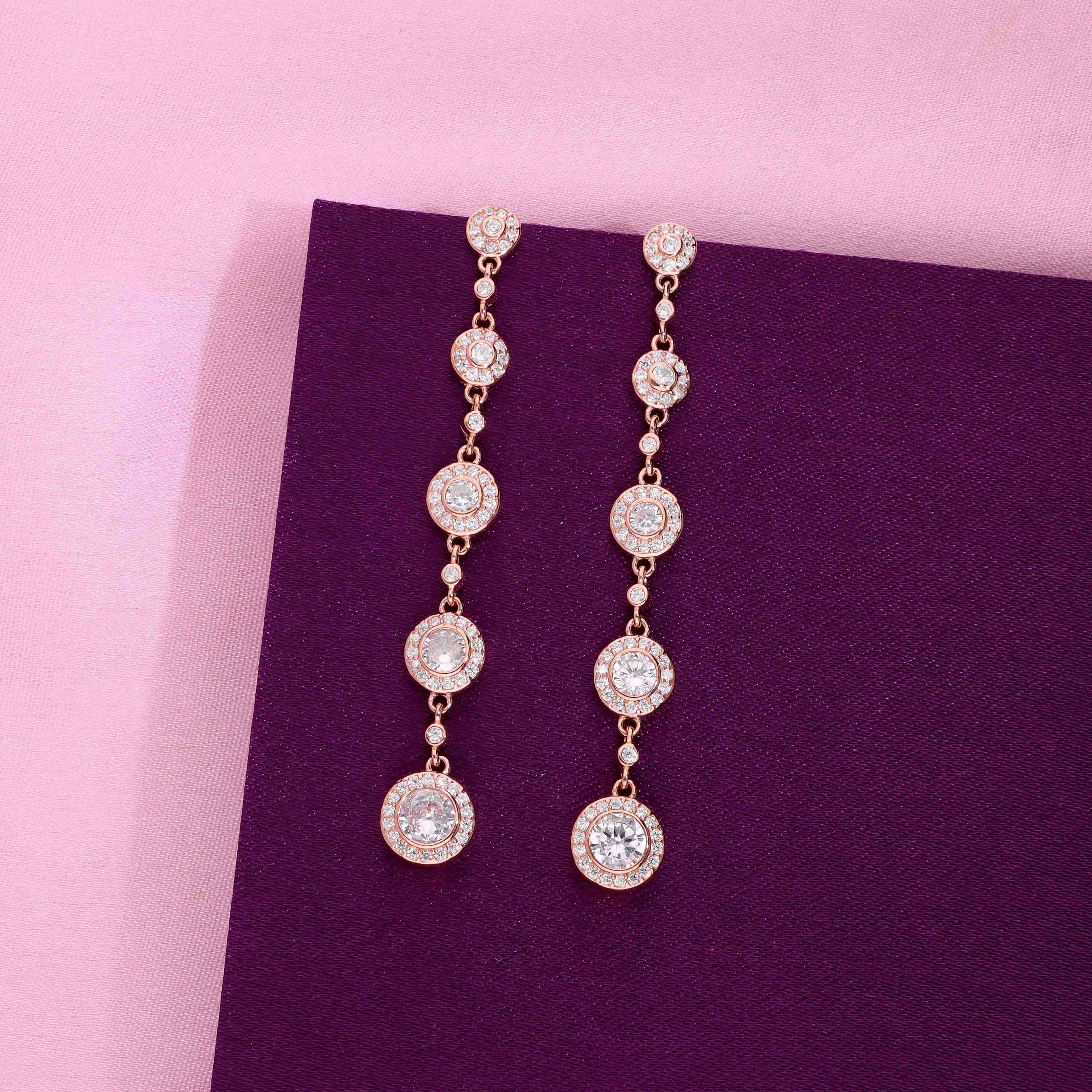 Charming Circles Rose Gold Dangler Earrings - Image 6